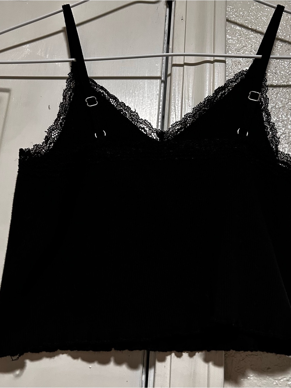 NWT PACSUN Black Ribbed Lace-Trim 100%COTTON SZ:S